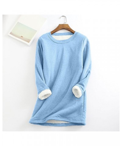 Women Long Sleeve Crewneck Comfy T Shirt Solid Color Warm Fuzzy Shirts Casual Fall Winter Tops Blouses 08 Sky Blue $9.99 Unde...