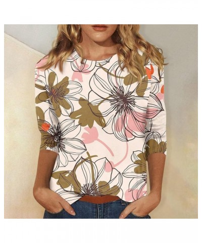 Summer Tops for Women, Womens Tops 3/4 Sleeve Crewneck Cute Shirts Casual Print Trendy Tops Summer T Shirt 3-multicolor $8.87...