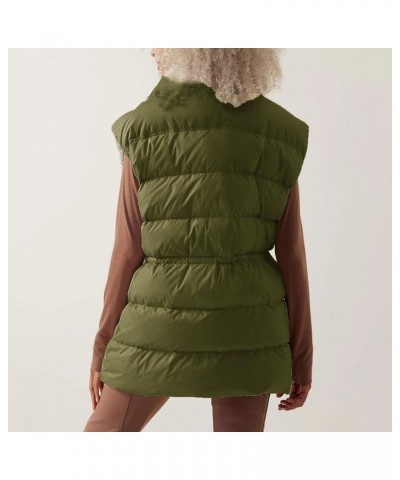 Women Oversized Puffer Vest Cap Sleeve Stand Collar Puffy Quilted Vest Y2k Zip Up Sleeveless Padded Jacket Cc3 Green $17.10 V...