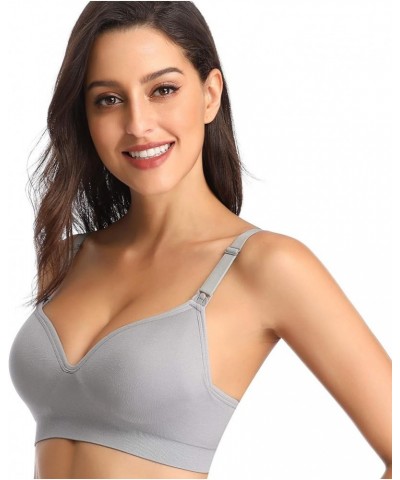 Womens Seamless Nursing Bra for Breastfeeding Push Up Sleeping Wireless Maternity Bra 3pcs (Black Beige Grey) $15.58 Bras