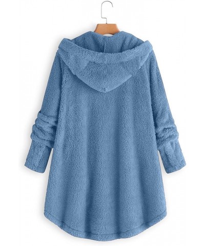 Cat Ear Hoodie Jacket for Women 2023 Casual Long Sleeve Solid Colored Womens Sherpa Cat Hooded jacket 05-sky Blue $16.19 Jackets