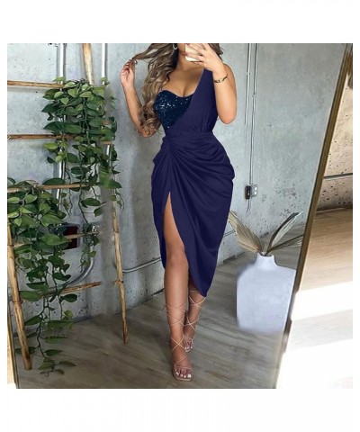 Womens Cocktail Dresses Summer Sexy Off The Shoulder Short Sleeve Bodycon Dresses Formal Elegant Wedding Guest Dress 1-blue $...