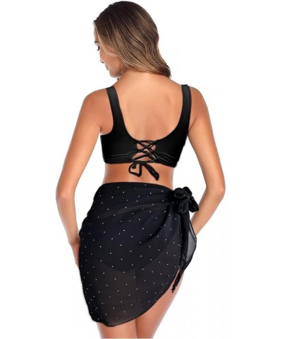 Women Cover Ups Beach Swimsuit Sarongs Semi-Sheer Coverups for Bathing Suits Skirt Chiffon A-rhinestone-gypsophila-black $10....