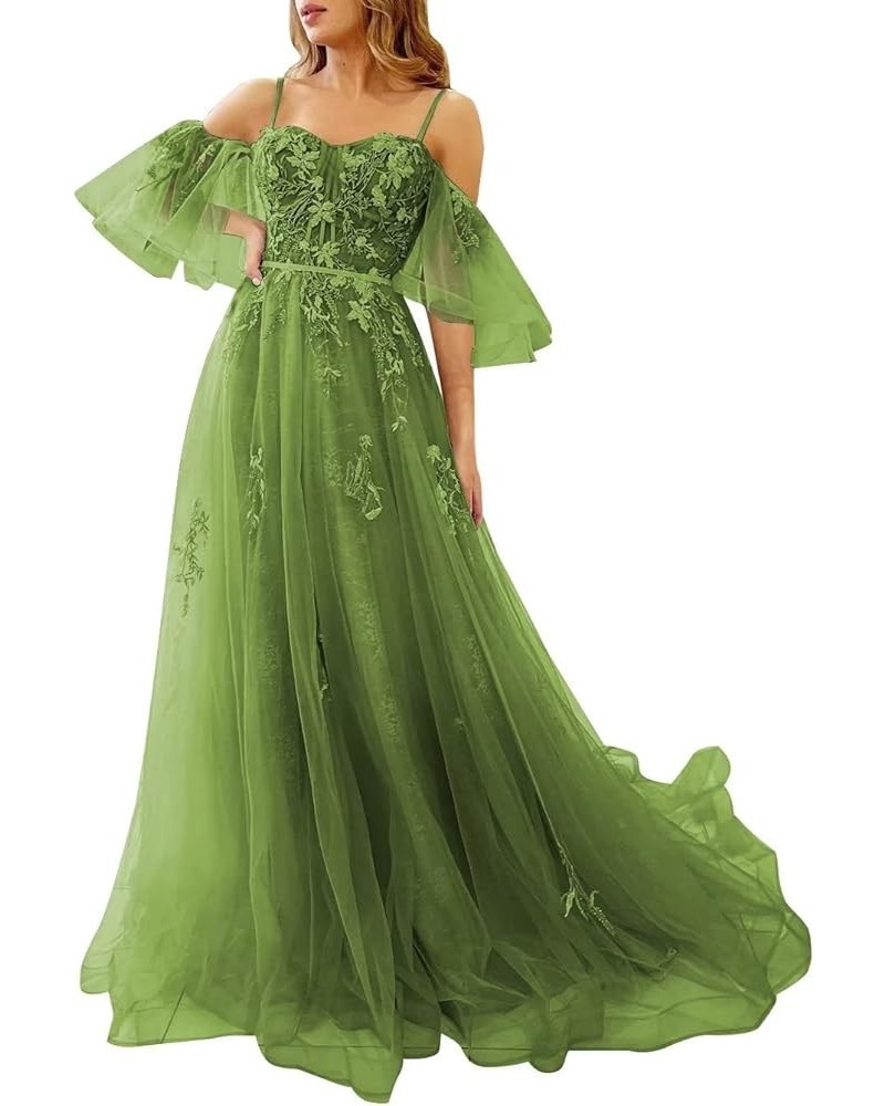 Ball Gowns for Women Formal Long Puffy Prom Dresses Off The Shoulder Spaghetti Straps Evening Dress Olive $43.85 Dresses