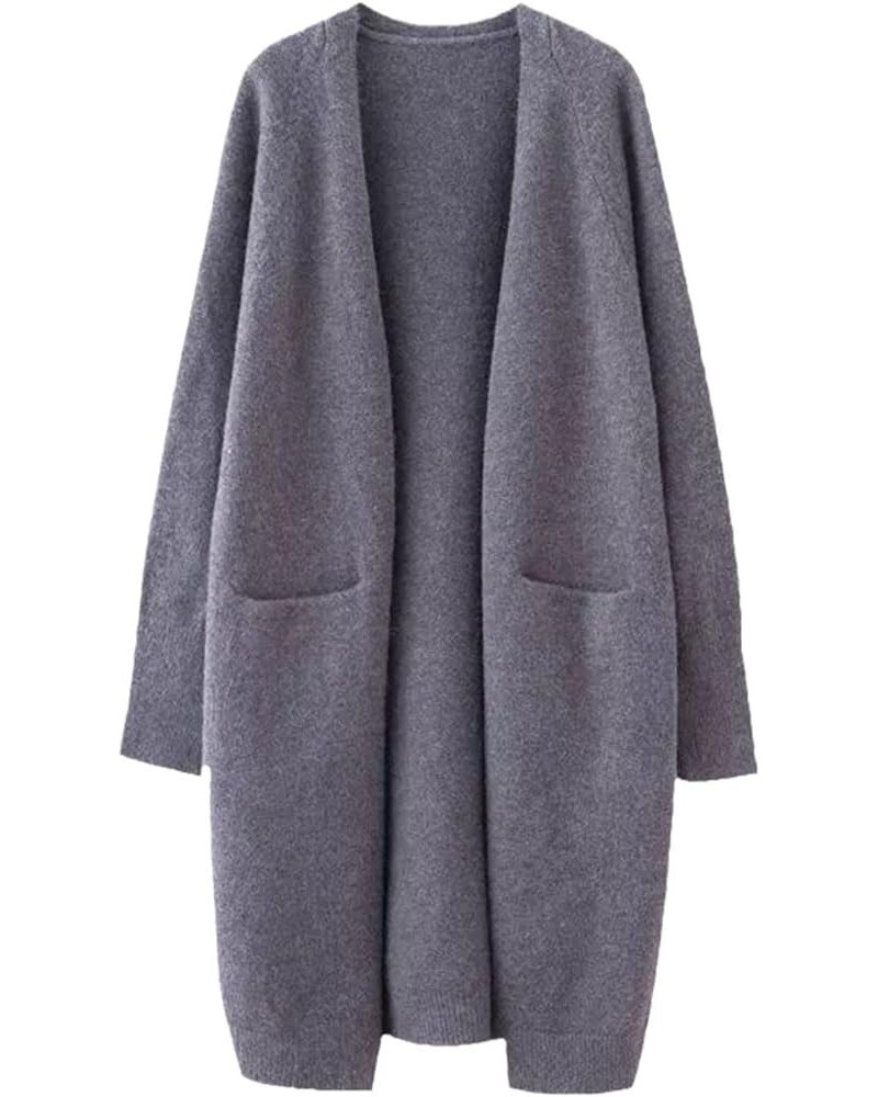 Lazy V-Neck Oversize Long Sweater Cardigans Jacket Coat Women Outwear Dark Grey $9.64 Sweaters