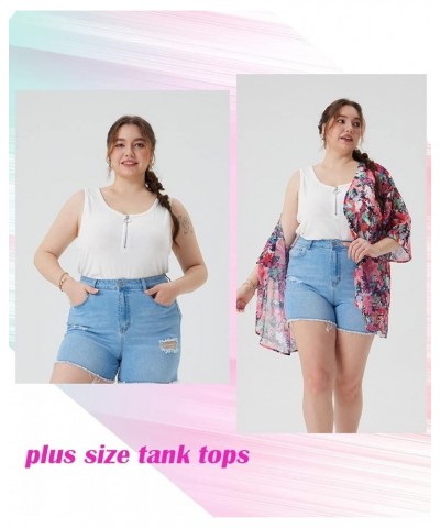 Plus Size Tank Tops for Women Summer Pullover Color Block Sleeveless T Shirt Neck Basic Shirt XL-5XL A517-brown $11.00 Tops