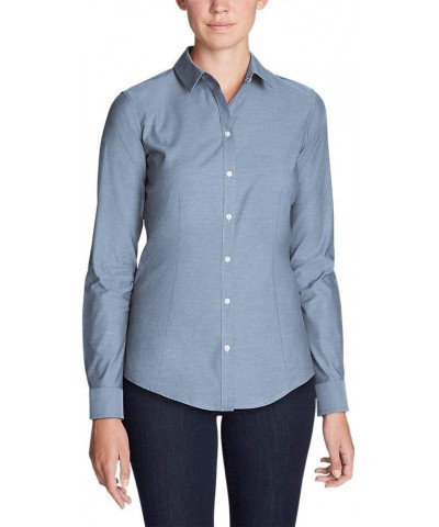 Women's Wrinkle-Free Long-Sleeve Shirt - Solid Chambray $11.16 Blouses