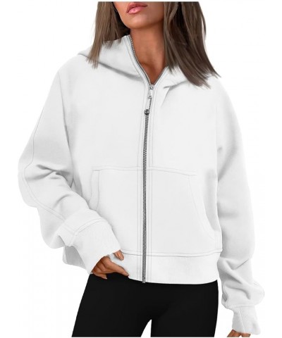 Half Zip Sweatshirts Cropped Hoodies Fleece Womens Quarter Zip Up Pullover Sweaters Fall Outfits 2023 Winter Clothes E-white ...