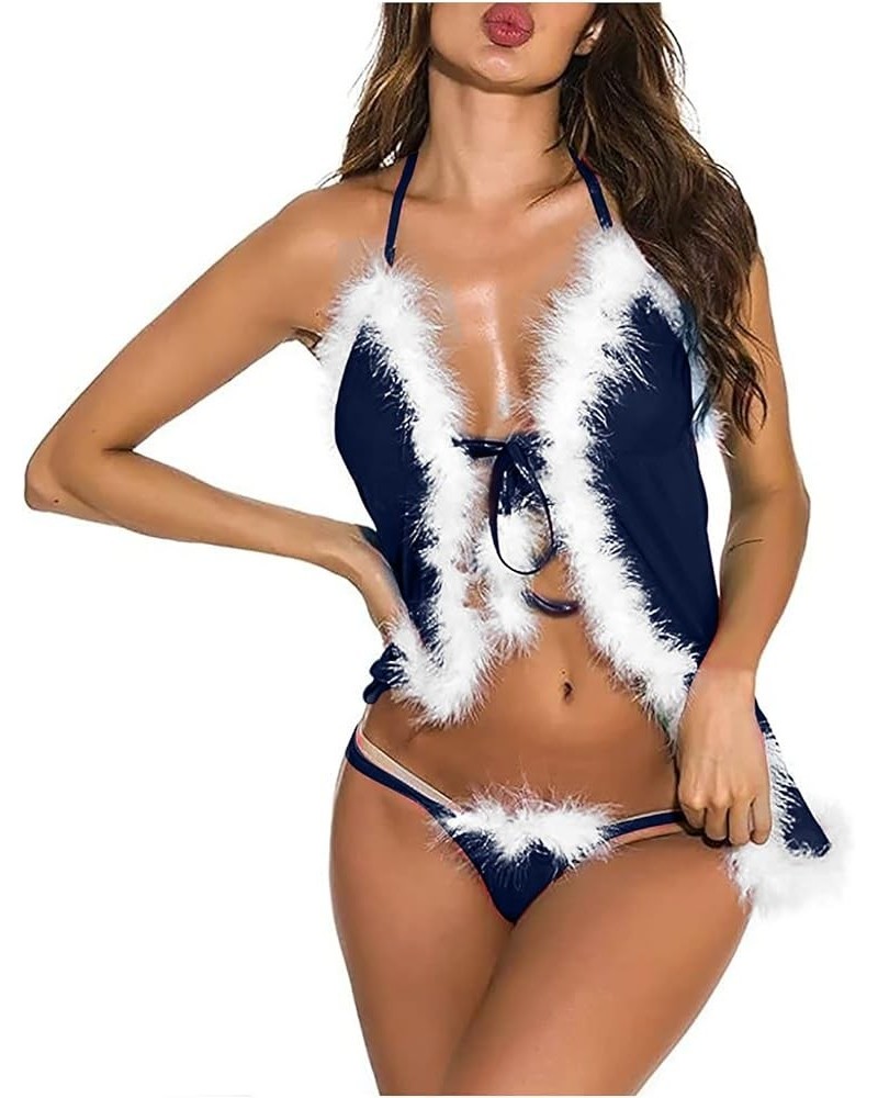 Women's Christmas Lingerie Set Sexy Gold Velvet Stitching Plus Size Teddy Babydoll Underwear Lace Mini Skirt Teddy 1. Navy $4...