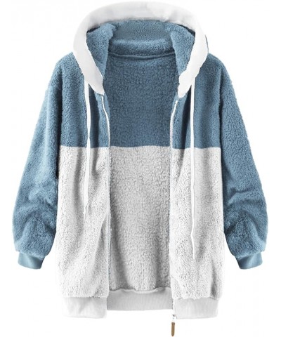 Womens Winter Jacket Fuzzy Fleece Short Open Front Hooded Fleece Lined Fall Shacket Jacket Ski Jackets 0666-atendkj-blue-1 $1...