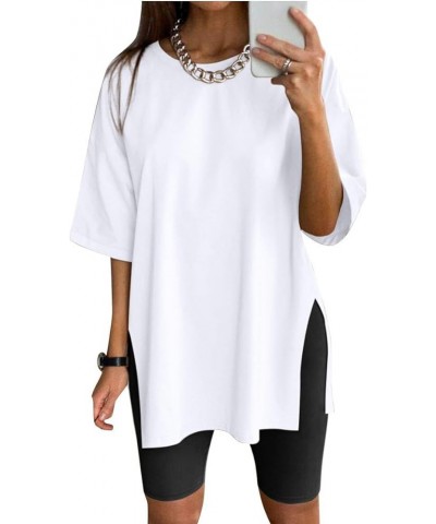 Women's Summer Casual Short Sleeve Oversize Workout T-Shirt Tee Tops White $14.24 T-Shirts