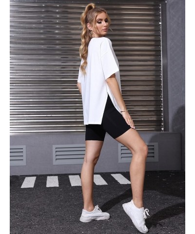 Women's Summer Casual Short Sleeve Oversize Workout T-Shirt Tee Tops White $14.24 T-Shirts