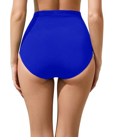 Women High Waisted Bikini Bottoms Full Coverage Tummy Control Swimsuit Bottom Royal Blue $12.99 Swimsuits