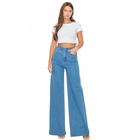 Flare Bell Bottom Jeans for Women - Super High Waisted Wide Leg Flare Bell Bottom Bootcut Stretch Jeans 40030pn-medium Blue $...