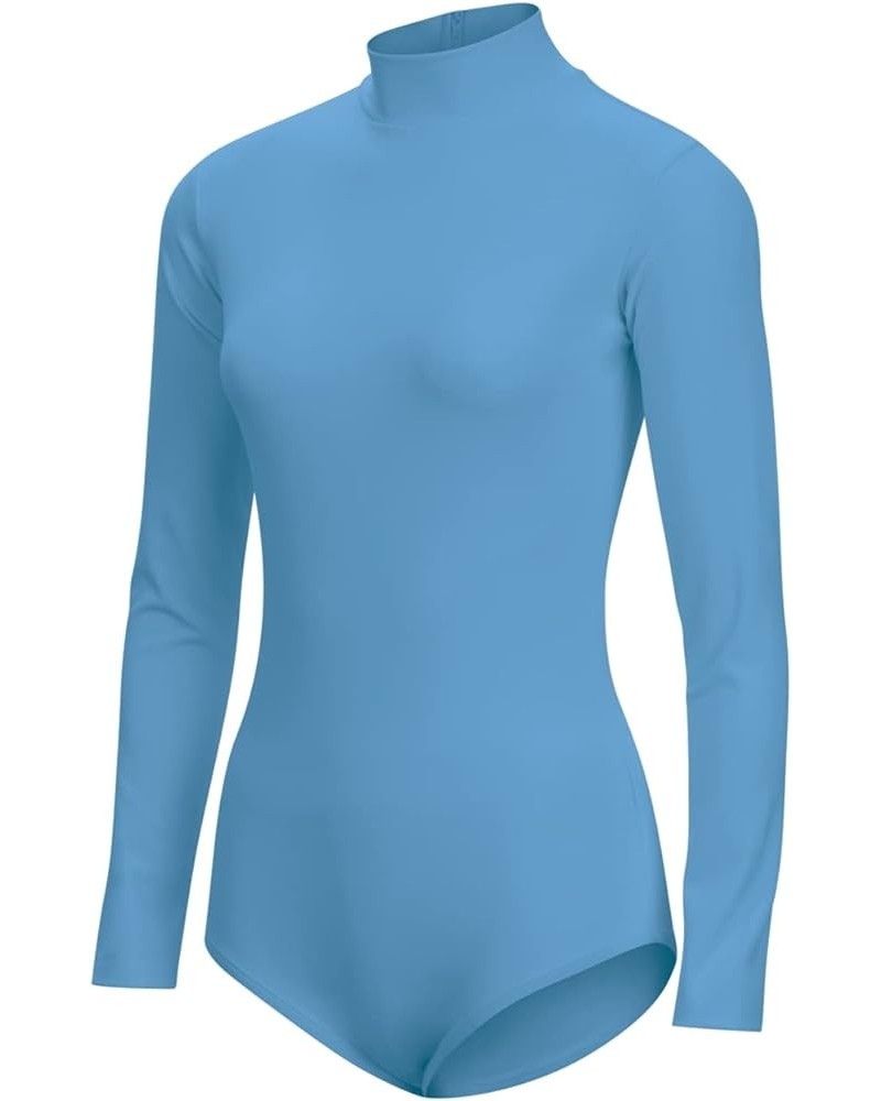 Stretch Nylon Turtleneck Bodysuit Columbia Blue 2.0 $11.01 Tops