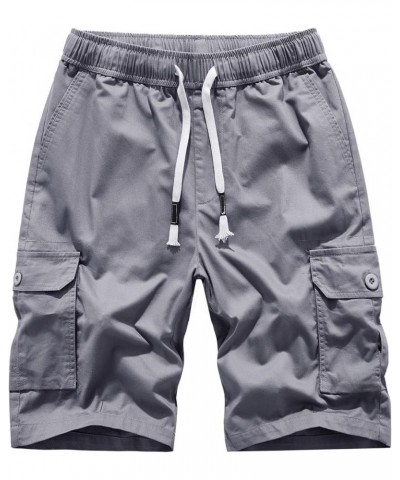 Women's Cargo Shorts Elastic Waist Comfy Cotton Loose Fit Shorts Light Grey $15.08 Shorts