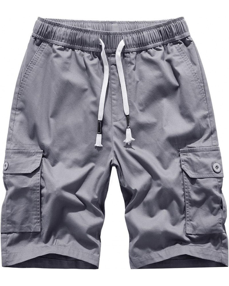 Women's Cargo Shorts Elastic Waist Comfy Cotton Loose Fit Shorts Light Grey $15.08 Shorts