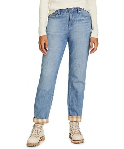 Women's Boyfriend Flannel-Lined Jeans Tall Worn Light $38.64 Jeans