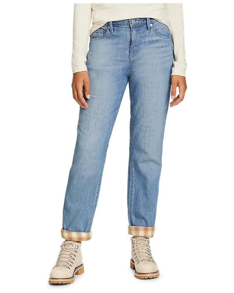 Women's Boyfriend Flannel-Lined Jeans Tall Worn Light $38.64 Jeans