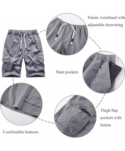 Women's Cargo Shorts Elastic Waist Comfy Cotton Loose Fit Shorts Light Grey $15.08 Shorts