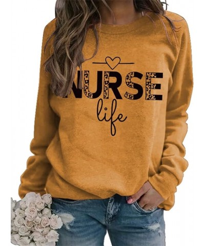 Vintage Nurse Women T-Shirt, Nurse Life Women Letter Printed T Shirt Graphic Nurse Tee Tops Z3-yellow $9.67 T-Shirts