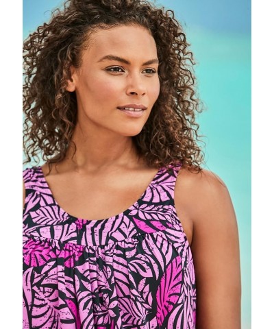 Women's Plus Size 2-Piece Blouson Swim Set Multi Palm Leaf Print $34.36 Swimsuits