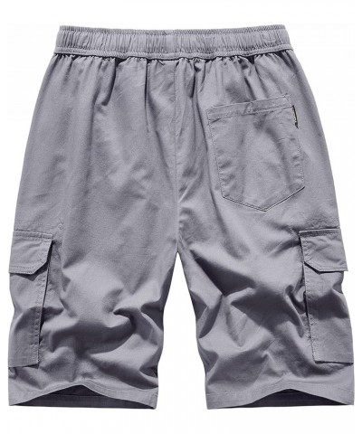 Women's Cargo Shorts Elastic Waist Comfy Cotton Loose Fit Shorts Light Grey $15.08 Shorts