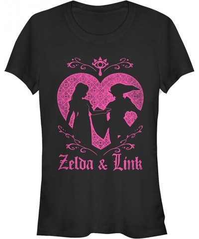 Nintendo Women's Short Link & Zelda Love Silhouette Crew Neck Graphic T-Shirt Black $12.00 T-Shirts