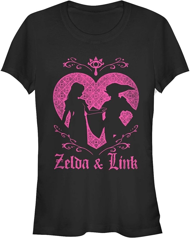 Nintendo Women's Short Link & Zelda Love Silhouette Crew Neck Graphic T-Shirt Black $12.00 T-Shirts