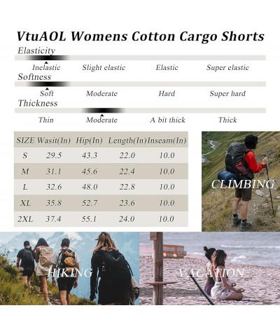 Women's Cargo Shorts Elastic Waist Comfy Cotton Loose Fit Shorts Light Grey $15.08 Shorts