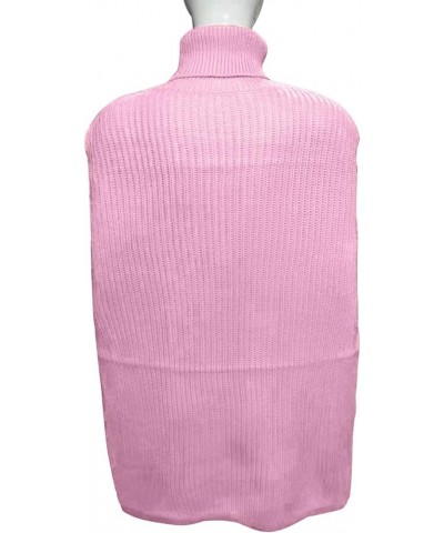 Womens 2023 Cable Knit Turtleneck Poncho Sweater Elegant Chunky Loose Cape Wrap Sweaters Pullover Chic Jumper Tops Pink $13.2...