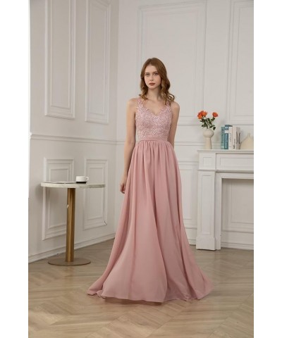 V Neck Chiffon Bridesmaid Dresses for Women Lace Appliques Prom Dresses Formal Party Gown Teal $34.40 Dresses