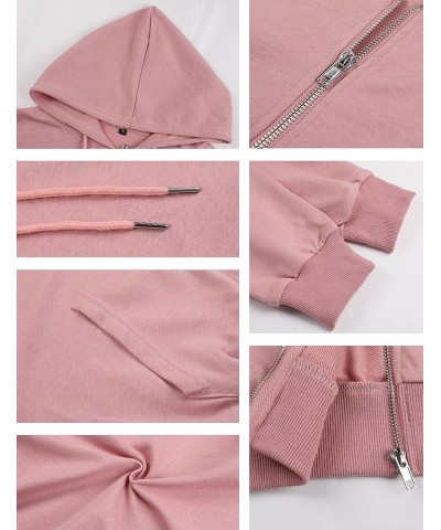 Women's Casual Workout Long Sleeve Cropped Zip Up Hooded Hoodies Sweatshirts Pink $12.99 Activewear