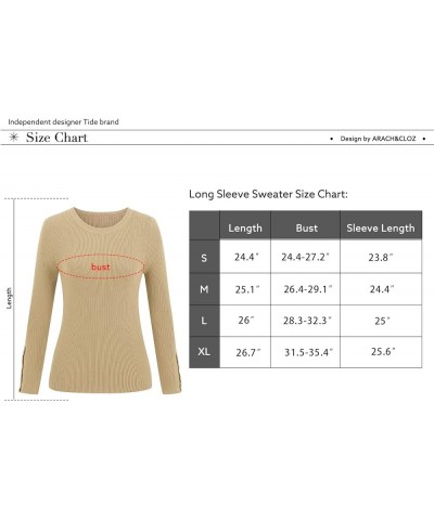 Women's Fitted Pullover Sweaters Long Sleeve Mock Neck Knitted Tops Fall Fashion 2022 Crewneck Dark Apricot $21.27 Sweaters