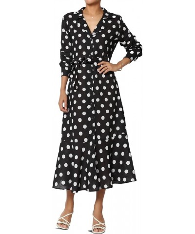 S~3X Stripe Oversized Pocket Button Down Hi Low Long Maxi Dress Shirt Polka Dot Black $17.02 Dresses