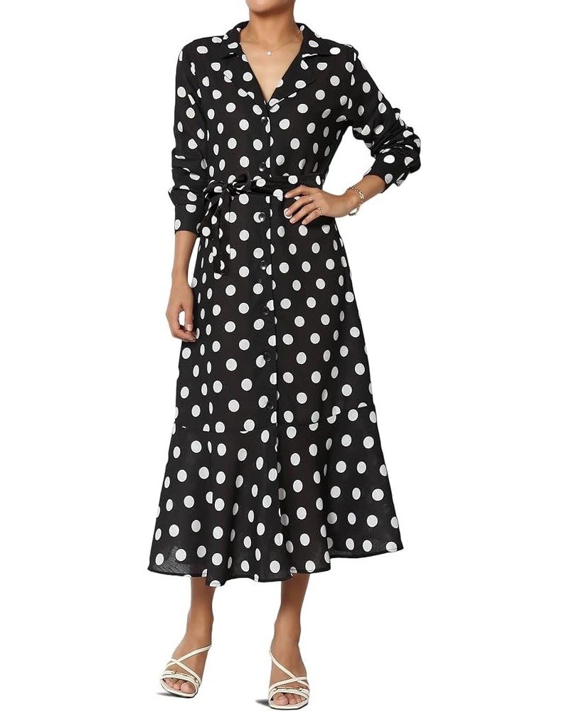 S~3X Stripe Oversized Pocket Button Down Hi Low Long Maxi Dress Shirt Polka Dot Black $17.02 Dresses