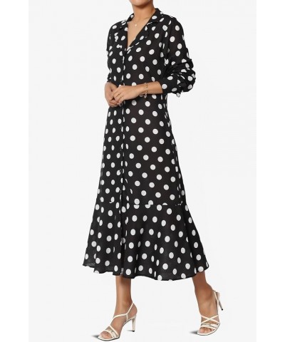 S~3X Stripe Oversized Pocket Button Down Hi Low Long Maxi Dress Shirt Polka Dot Black $17.02 Dresses