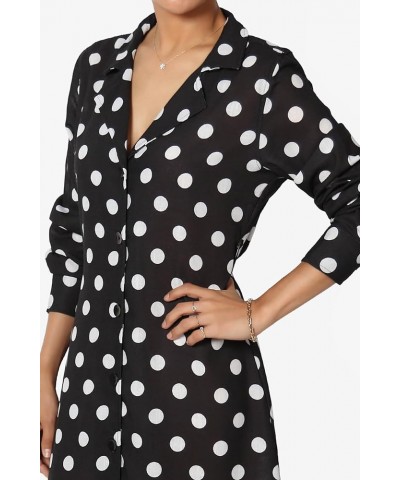 S~3X Stripe Oversized Pocket Button Down Hi Low Long Maxi Dress Shirt Polka Dot Black $17.02 Dresses