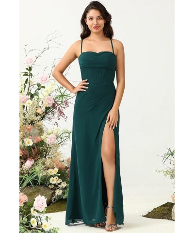 Spaghetti Straps Bridesmaid Dresses for Women Side Slit Chiffon Pleated Formal Evening Dress YMS292 Mint $31.89 Dresses