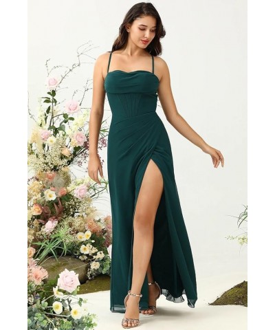 Spaghetti Straps Bridesmaid Dresses for Women Side Slit Chiffon Pleated Formal Evening Dress YMS292 Mint $31.89 Dresses