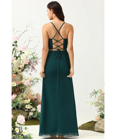 Spaghetti Straps Bridesmaid Dresses for Women Side Slit Chiffon Pleated Formal Evening Dress YMS292 Mint $31.89 Dresses