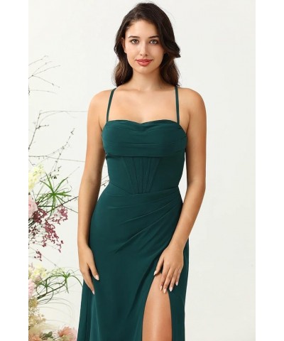 Spaghetti Straps Bridesmaid Dresses for Women Side Slit Chiffon Pleated Formal Evening Dress YMS292 Mint $31.89 Dresses