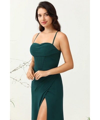 Spaghetti Straps Bridesmaid Dresses for Women Side Slit Chiffon Pleated Formal Evening Dress YMS292 Mint $31.89 Dresses