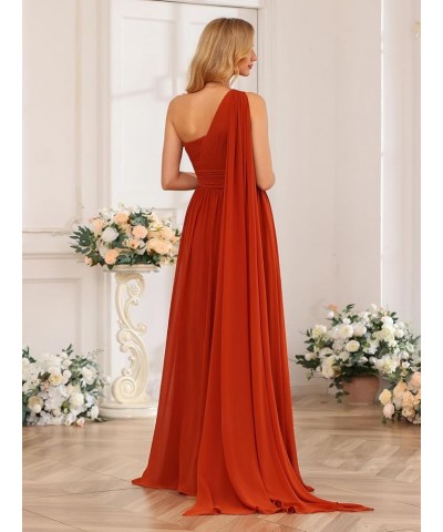 One Shoulder Bridesmaid Dresses with Pockets A-Line Pleated Chiffon Formal Evening Gowns with Slit CYM197 Silver $27.03 Dresses