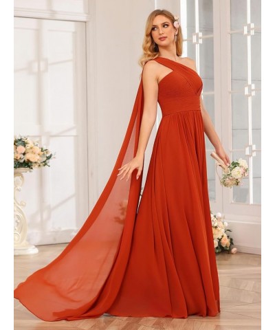 One Shoulder Bridesmaid Dresses with Pockets A-Line Pleated Chiffon Formal Evening Gowns with Slit CYM197 Silver $27.03 Dresses