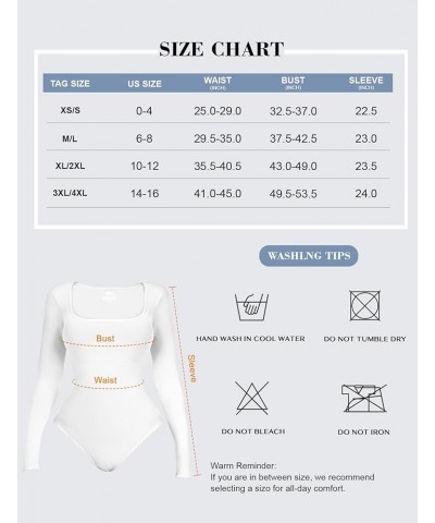 Shapewear Bodysuit for Women Tummy Control Long Sleeve Square Neck Seamless Body Shaper Tops Thong A-square Neck-white $7.94 ...