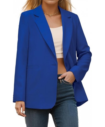 Womens Open Front Blazers Long Sleeve Casual Button Work Office Blazer Jacket Dressy Business Outfits Blue $16.72 Blazers