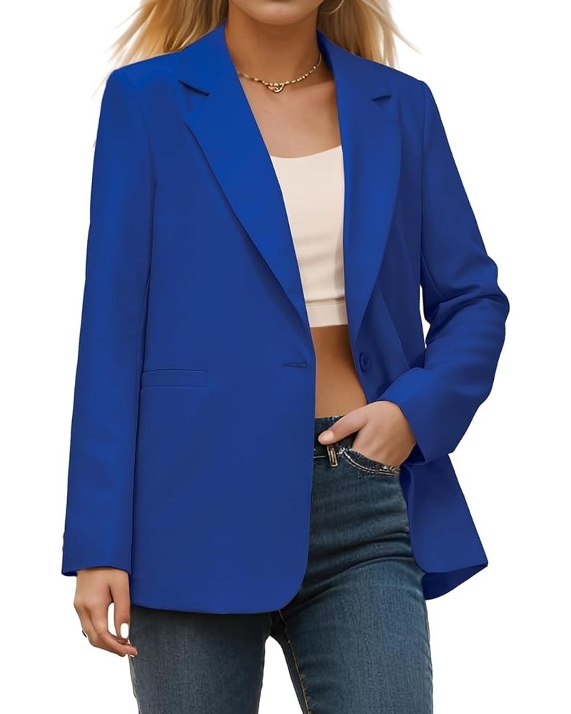 Womens Open Front Blazers Long Sleeve Casual Button Work Office Blazer Jacket Dressy Business Outfits Blue $16.72 Blazers