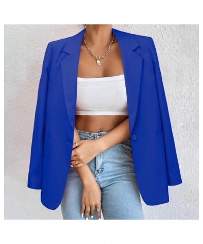 Womens Open Front Blazers Long Sleeve Casual Button Work Office Blazer Jacket Dressy Business Outfits Blue $16.72 Blazers