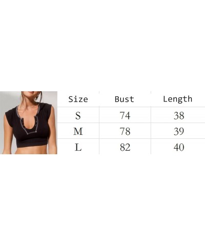 Women Y2K Short Sleeve T-Shirt Basic Scoop Neck Slim Fitted Solid Color Slim Fit Summer Ribbed Crop Top Baby Tees G-red $6.95...